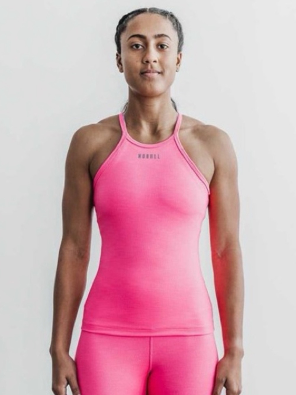 NOBULL Neon Pink Ribbed Halter Tank - NWT